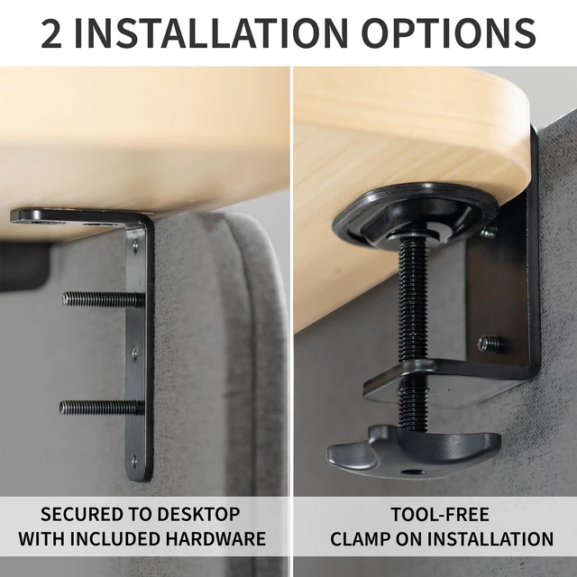Alt view image 4 of 7 - VIVO Dark Gray Clamp-on 60" and 24" Desktop Privacy Panels (3 Panels), Dividers