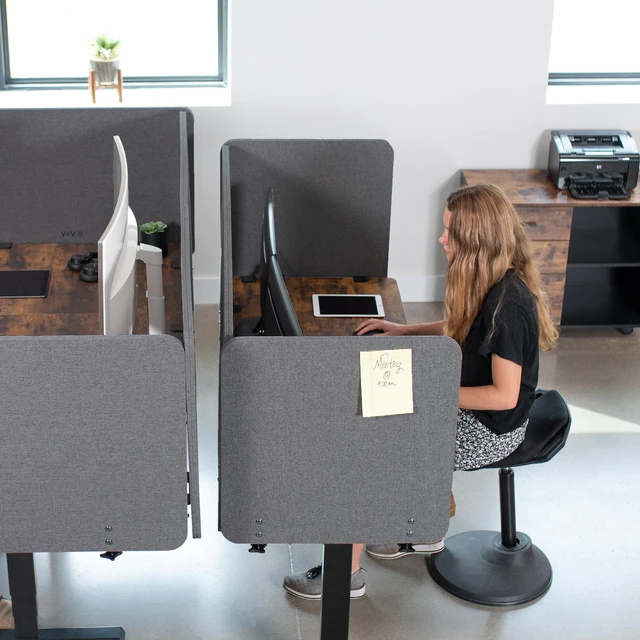 Alt view image 7 of 7 - VIVO Dark Gray Clamp-on 60" and 24" Desktop Privacy Panels (3 Panels), Dividers