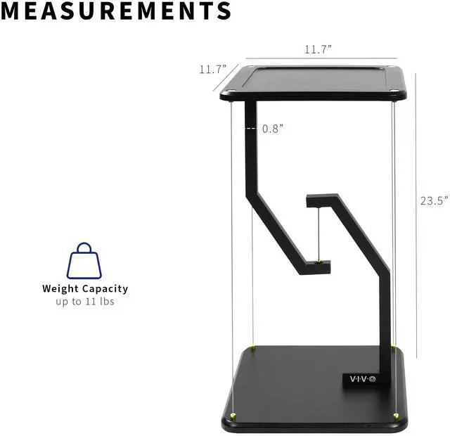 Alt view image 3 of 8 - VIVO Universal Black 24" Tall Tensegrity Floor Speaker Stand, Floating Platform
