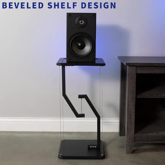 Alt view image 5 of 8 - VIVO Universal Black 24" Tall Tensegrity Floor Speaker Stand, Floating Platform