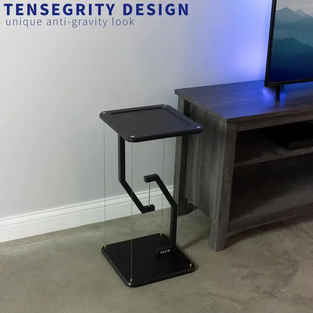 Alt view image 2 of 8 - VIVO Universal Black 24" Tall Tensegrity Floor Speaker Stand, Floating Platform
