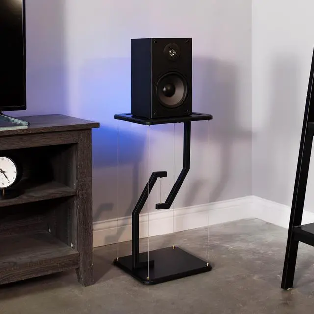 Alt view image 6 of 8 - VIVO Universal Black 24" Tall Tensegrity Floor Speaker Stand, Floating Platform