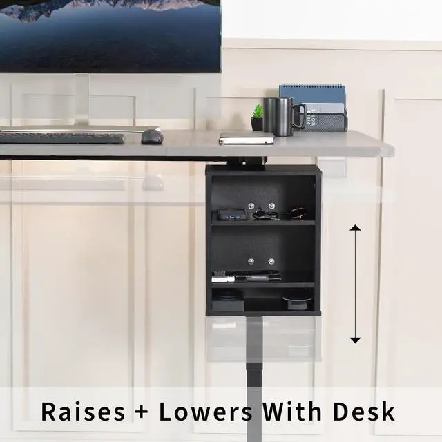 Alt view image 7 of 7 - VIVO Black Clamp-on Desk Leg Shelving Unit, Multi-Level Storage Shelves