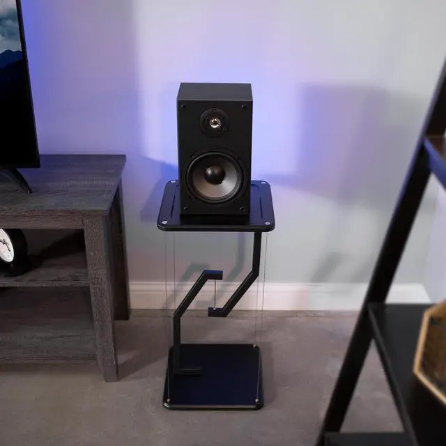 Alt view image 7 of 8 - VIVO Universal Black 24" Tall Tensegrity Floor Speaker Stand, Floating Platform