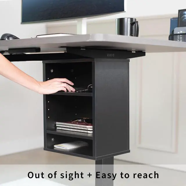 Alt view image 6 of 7 - VIVO Black Clamp-on Desk Leg Shelving Unit, Multi-Level Storage Shelves