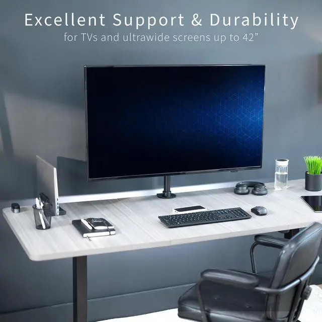 Alt view image 2 of 7 - VIVO Black TV & Ultra Wide Screen Monitor Desk Mount Stand for Screens up to 42"