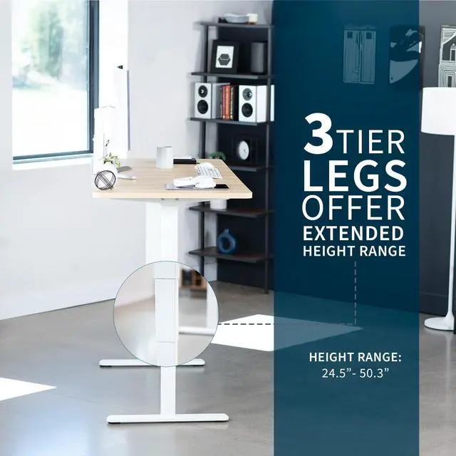 Alt view image 4 of 7 - VIVO Electric 71 x 30 Stand Up Desk, Light Wood Table Top, White Frame