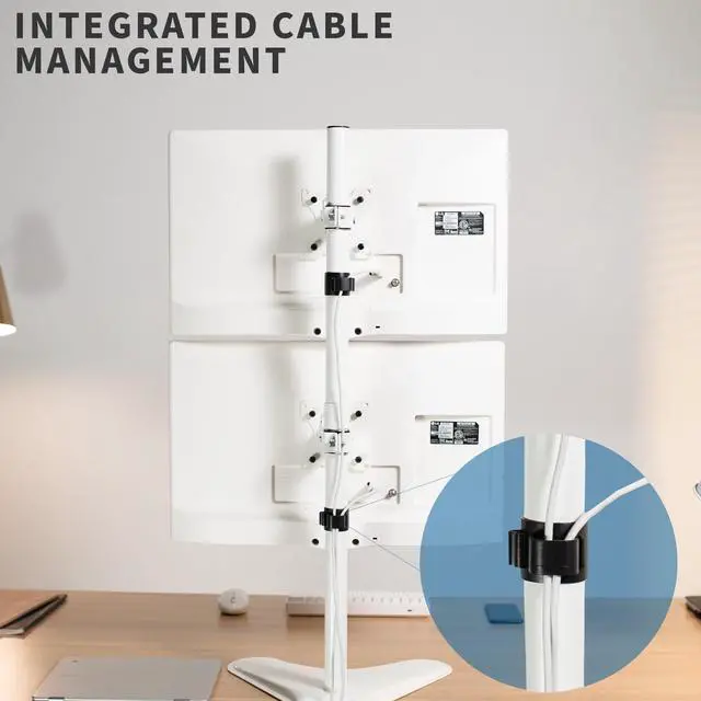Alt view image 5 of 7 - VIVO White Dual LCD Monitor Vertical Stand Mount, Fits 2 Ultrawides up to 34"