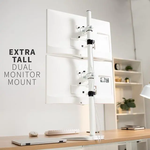 Alt view image 7 of 7 - VIVO White Dual LCD Monitor Vertical Stand Mount, Fits 2 Ultrawides up to 34"