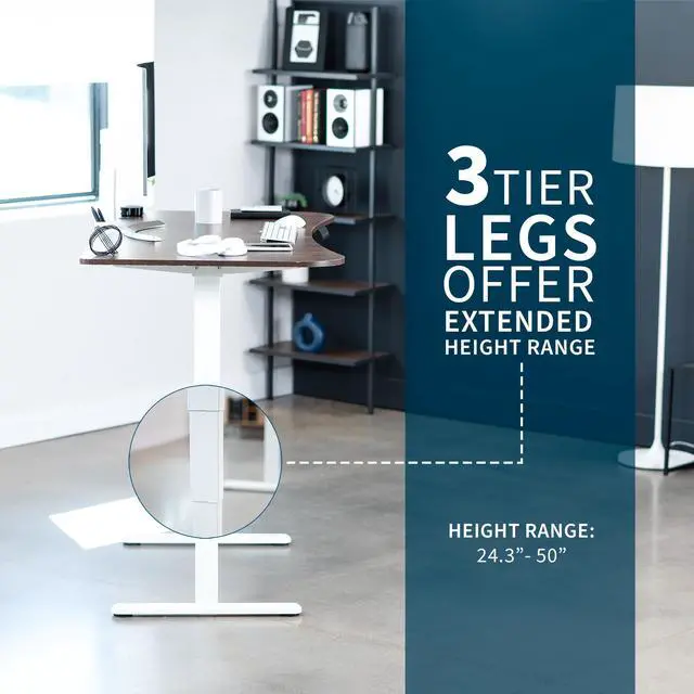 Alt view image 4 of 7 - VIVO Electric 63" x 32" Stand Up Desk, Rustic Vintage Brown Top, White Frame