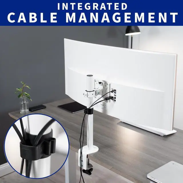 Alt view image 4 of 7 - VIVO White Single Monitor Adjustable Tilt Desk Mount for 1 LCD Screen up to 38"