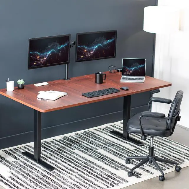 Alt view image 3 of 7 - VIVO Electric 71 x 36 Stand Up Desk, Dark Walnut Table Top, Black Frame