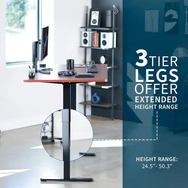 Alt view image 4 of 7 - VIVO Electric 71 x 36 Stand Up Desk, Dark Walnut Table Top, Black Frame