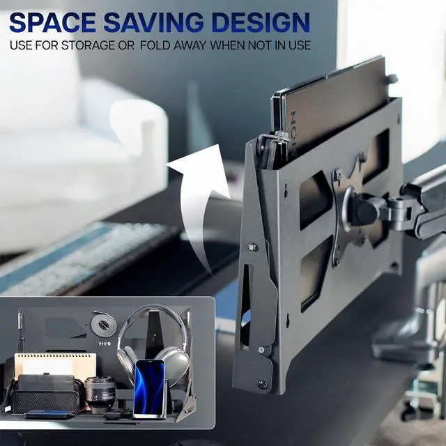 Alt view image 4 of 7 - VIVO Wall and VESA Mounted Flip Down 13 to 17 Laptop Holder, Notebook Tray