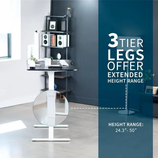 Alt view image 4 of 7 - VIVO Electric 63" x 32" Stand Up Desk, Black Carbon Fiber Top, White Frame