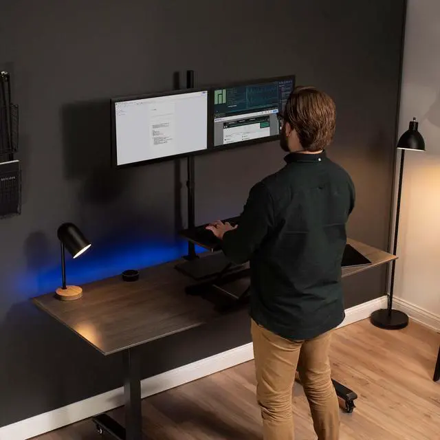 Alt view image 2 of 7 - VIVO Dual Monitor Desk Mount Extra Tall Adjustable Stand for up to 27" Screens