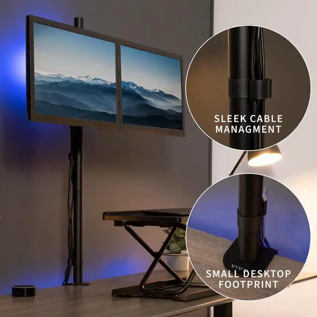 Alt view image 6 of 7 - VIVO Dual Monitor Desk Mount Extra Tall Adjustable Stand for up to 27" Screens