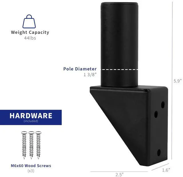 Alt view image 2 of 7 - VIVO Steel Monitor Mount to Wall Conversion Pole Bracket, Standard 1.4" Diameter