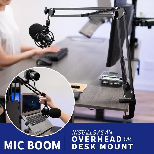 Alt view image 4 of 7 - VIVO Black All-In-One Livestream Desk Mount, 17" to 32" Monitor, Laptop, Camera