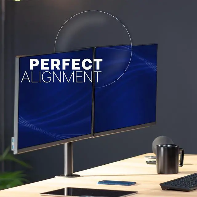 Alt view image 5 of 7 - VIVO Telescoping Dual 21" to 32" Monitor Mount, Heavy Duty Desk Stand