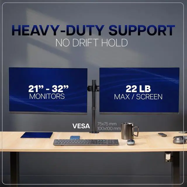 Alt view image 6 of 7 - VIVO Telescoping Dual 21" to 32" Monitor Mount, Heavy Duty Desk Stand