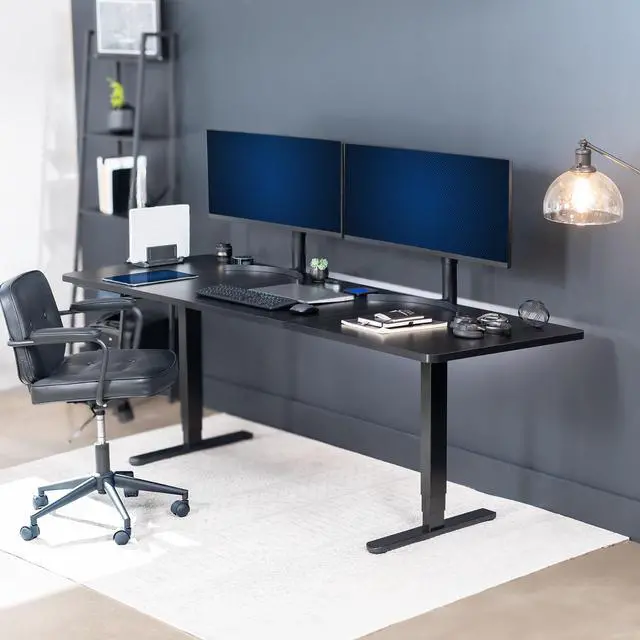 Alt view image 2 of 7 - VIVO Electric 83 x 30 Stand Up Desk Workstation, Black Table Top, Black Frame
