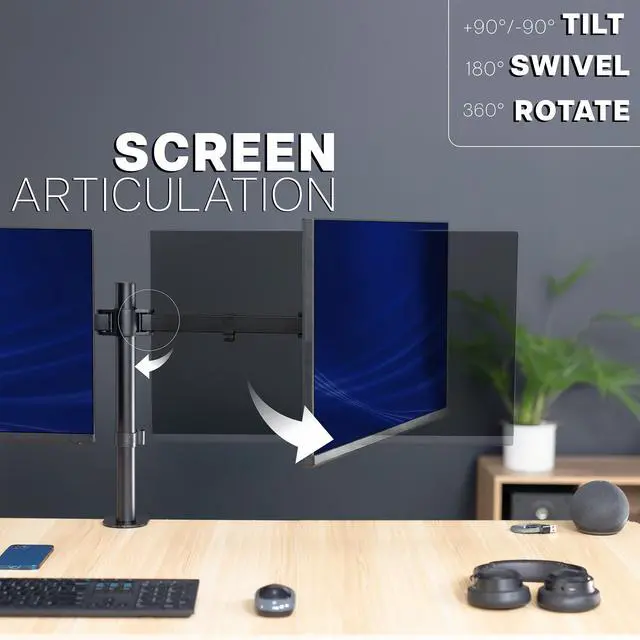 Alt view image 7 of 7 - VIVO Telescoping Dual 21" to 32" Monitor Mount, Heavy Duty Desk Stand