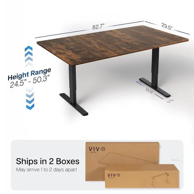 Alt view image 5 of 7 - VIVO Electric 83 x 30 Stand Up Desk Workstation, Vintage Brown Table Top, Black Frame