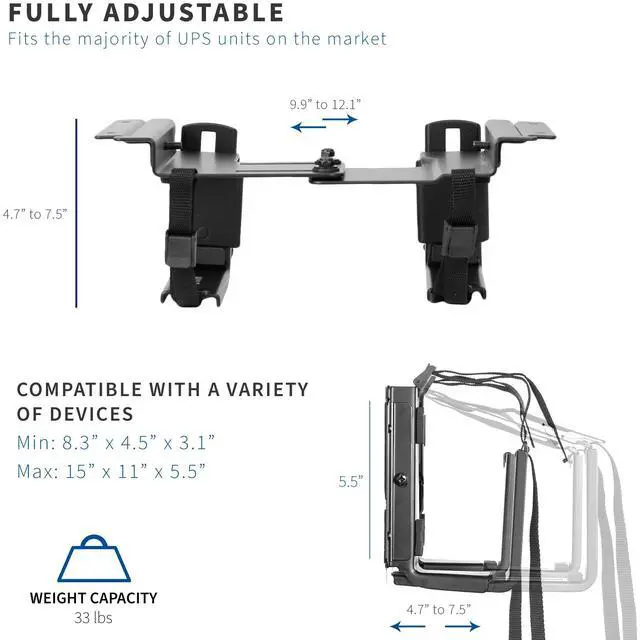 Alt view image 3 of 7 - Universal Under-Desk and Wall UPS Mount | Uninterruptible Power Supply Mount