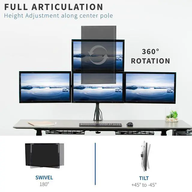 Alt view image 5 of 7 - VIVO Quad Heavy Duty 13" to 24" Monitor Desk Mount | 3 + 1 Stand Holds 4 Screens