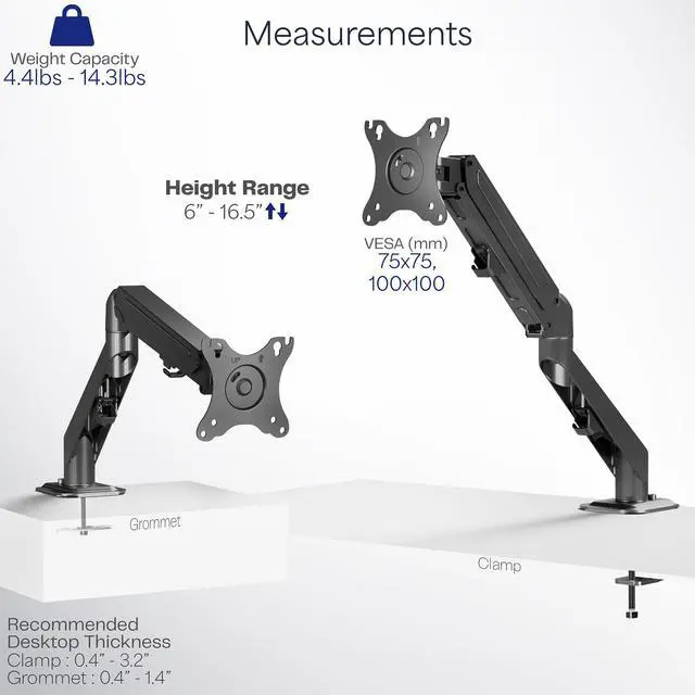 Alt view image 4 of 7 - VIVO Single Monitor Counterbalance Desk Mount Stand | Fits Screens 17" to 27"