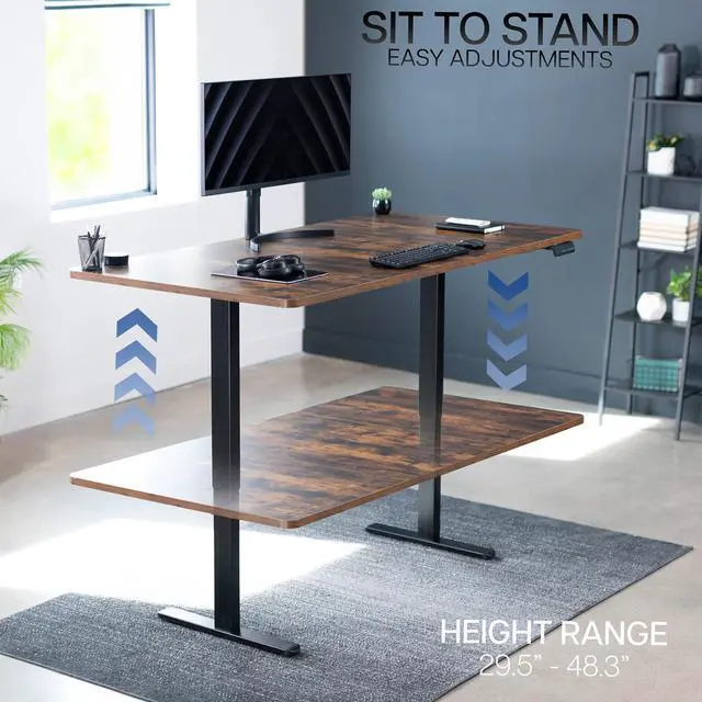 Alt view image 6 of 7 - VIVO Electric Dual Motor 71 x 36 Standing Desk, Vintage Brown Top, Black Frame