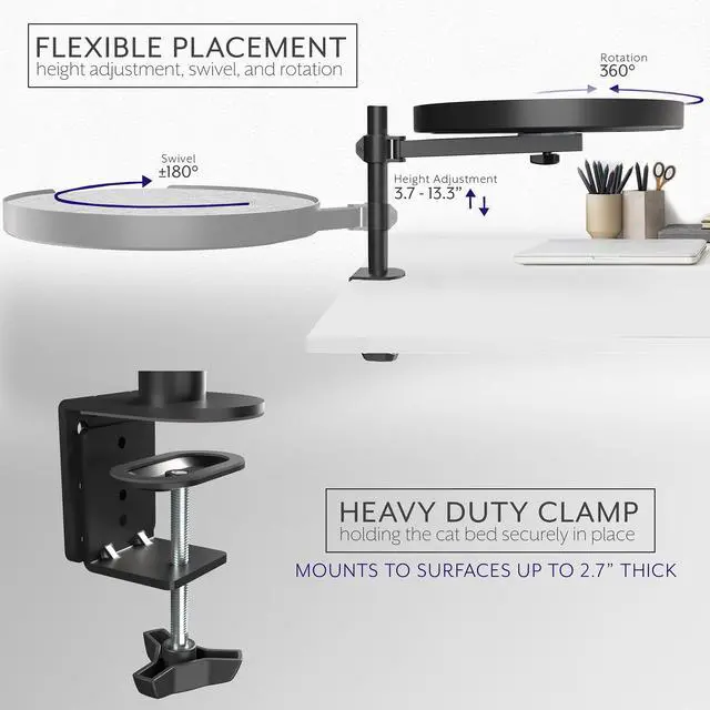 Alt view image 5 of 7 - Life Finds Clamp-on Round Cat Bed for Home Office Desk