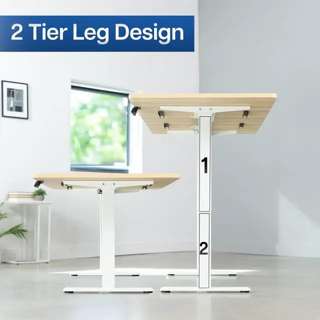 Alt view image 7 of 7 - VIVO Electric Dual Motor 71 x 36 Standing Desk, Light Wood Top, White Frame