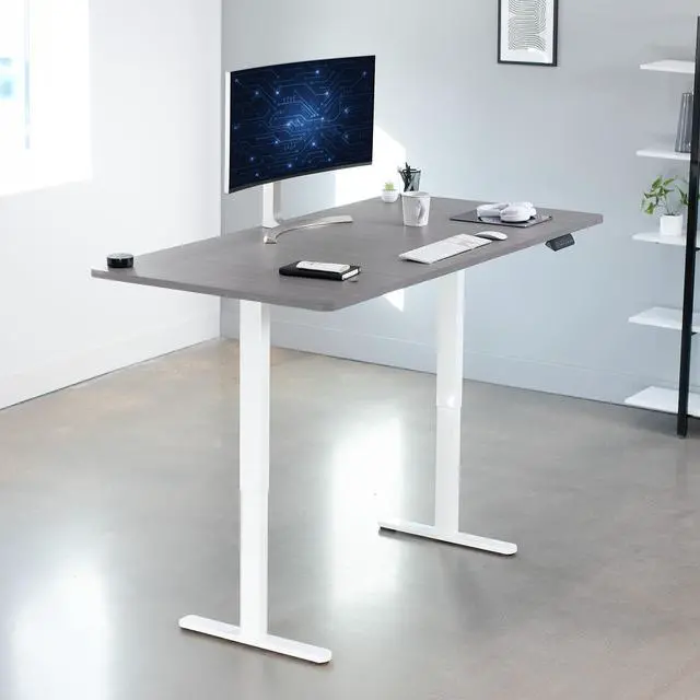 Alt view image 2 of 7 - VIVO Electric Dual Motor 71 x 36 Standing Desk, Dark Gray Top, White Frame