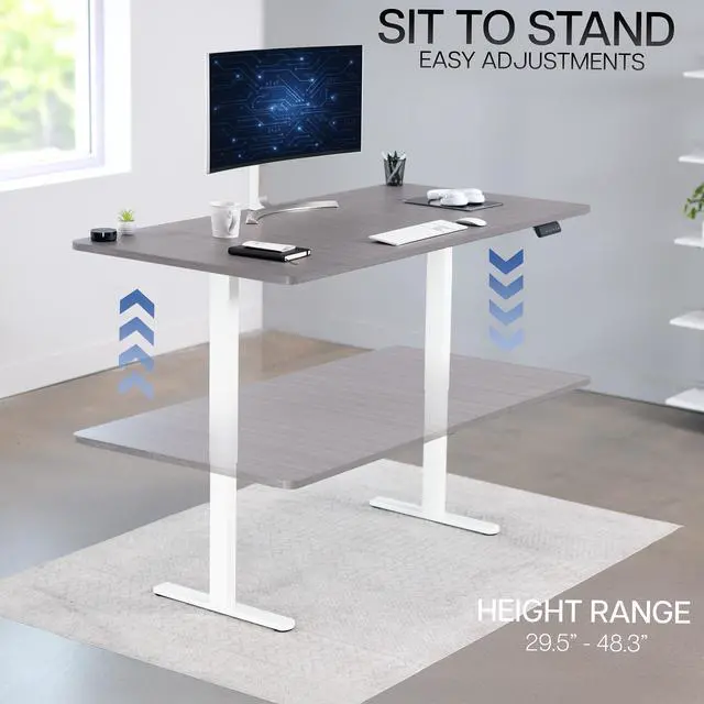 Alt view image 6 of 7 - VIVO Electric Dual Motor 71 x 36 Standing Desk, Dark Gray Top, White Frame