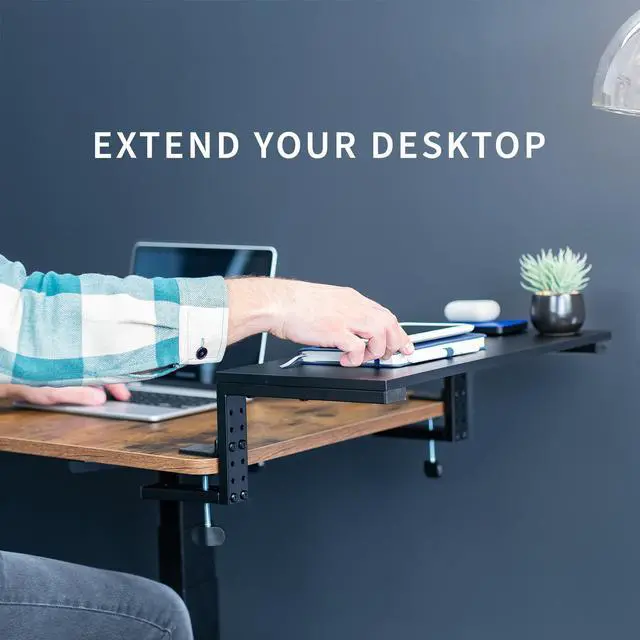 Alt view image 4 of 7 - VIVO Black 22" Clamp-on Desk Extension Shelf for Monitor, Laptop, Printer