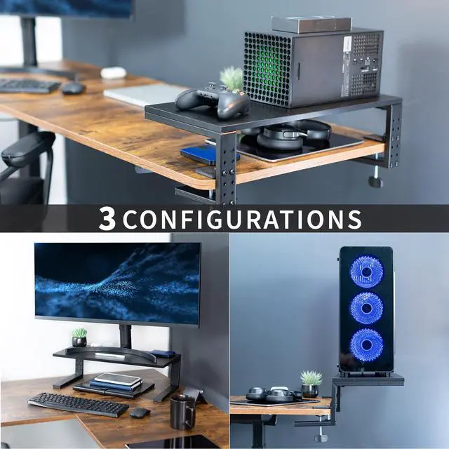 Alt view image 5 of 7 - VIVO Black 22" Clamp-on Desk Extension Shelf for Monitor, Laptop, Printer