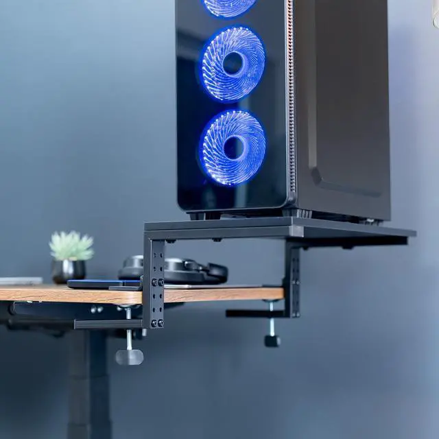 Alt view image 2 of 7 - VIVO Black 22" Clamp-on Desk Extension Shelf for Monitor, Laptop, Printer