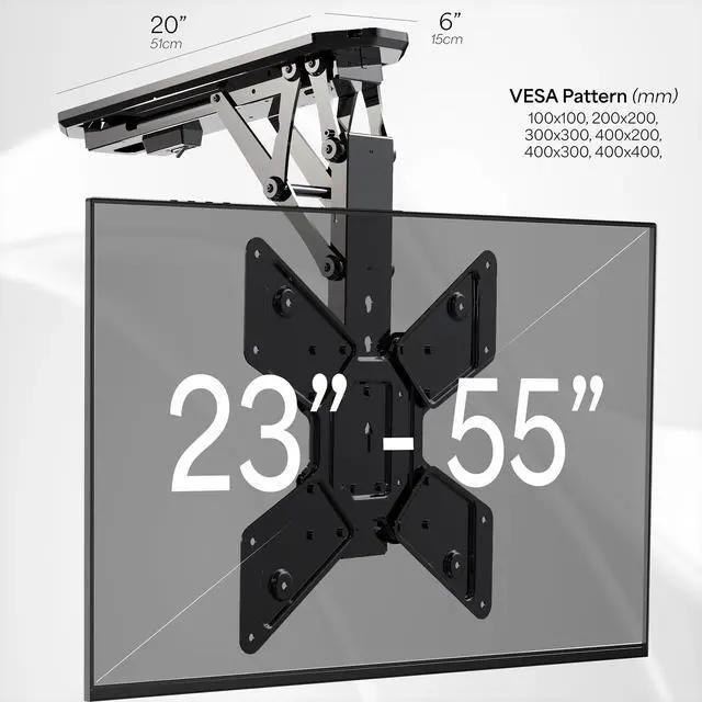 Alt view image 2 of 7 - Electric Motorized Flip Down Pitched Roof Ceiling TV Mount for 23" to 55" Screen