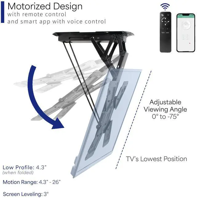 Alt view image 4 of 7 - Electric Motorized Flip Down Pitched Roof Ceiling TV Mount for 23" to 55" Screen