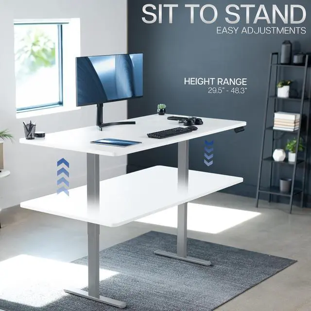 Alt view image 6 of 7 - VIVO Electric Dual Motor 71 x 36 Standing Desk, White Top, Gray Frame