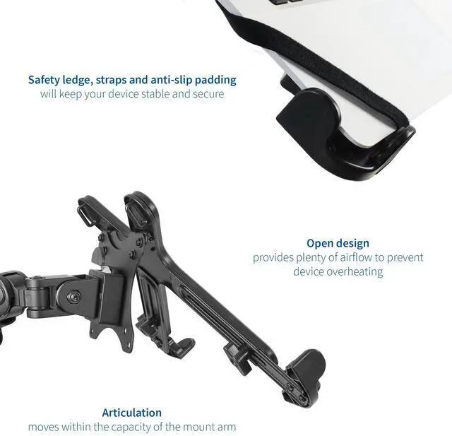 Alt view image 3 of 7 - VIVO Single Laptop Notebook Stand Holder for VESA Compatible Monitor Arms