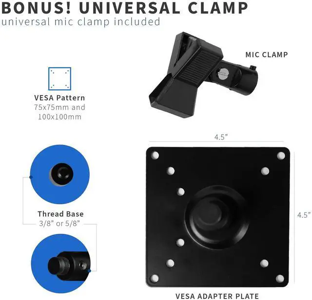 Alt view image 2 of 7 - VIVO Black Universal Microphone VESA Adapter Kit, VESA 75x75mm and 100x100mm