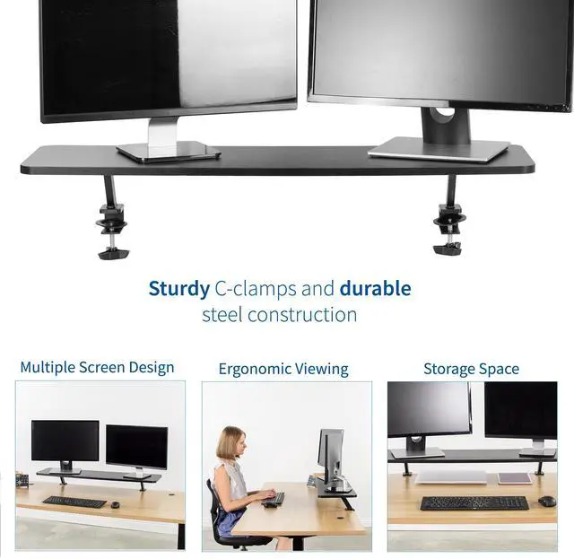 Alt view image 3 of 7 - VIVO Black Clamp-on Large 40" Desk Shelf | Monitor Laptop Riser Desk Organizer