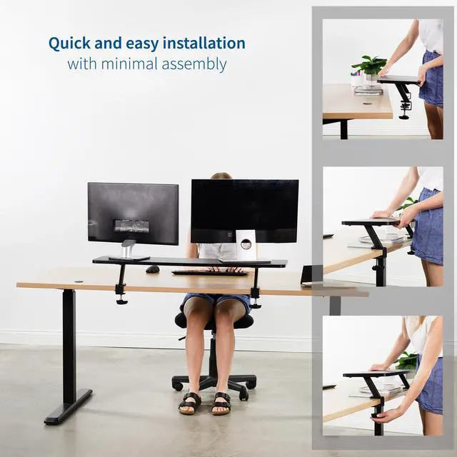 Alt view image 4 of 7 - VIVO Black Clamp-on Large 40" Desk Shelf | Monitor Laptop Riser Desk Organizer