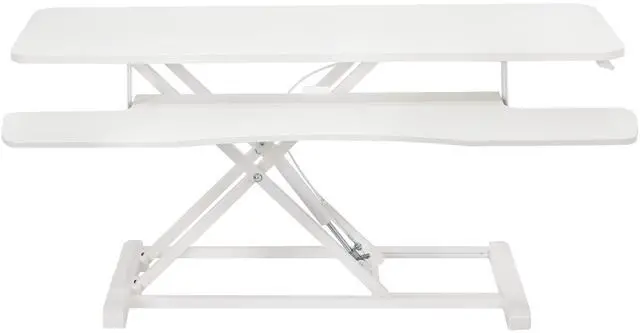 Main image of VIVO White Height Adjustable 42" Standing Desk Monitor Riser, Sit Stand Tabletop