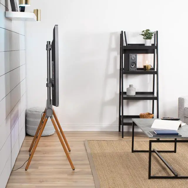 Alt view image 4 of 7 - VIVO Wood Easel Studio 49" to 70" TV Adjustable Floor Stand with RGB Lights