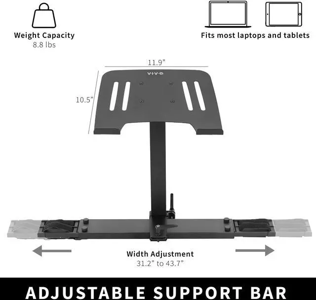 Alt view image 3 of 8 - VIVO Universal Laptop Treadmill Mount | Adjustable Notebook Stand for Treadmills