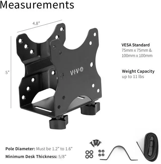 Alt view image 6 of 7 - VIVO Adjustable Thin Client Mount Bracket Under Desk Mini PC Computer Holder